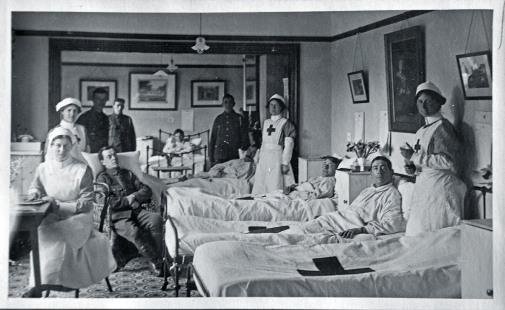 Nurses and patients at Minehead hospital